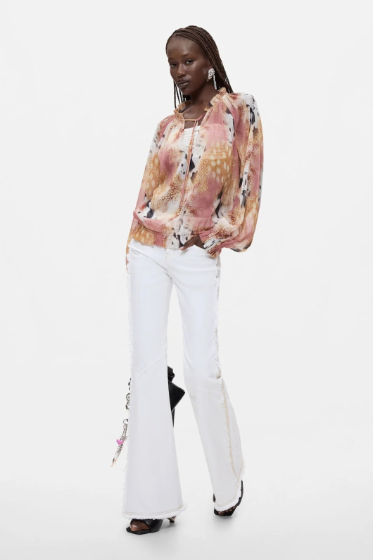 Bluza imprimata, cu snur