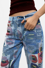 Pantaloni de blugi balloon imprimati
