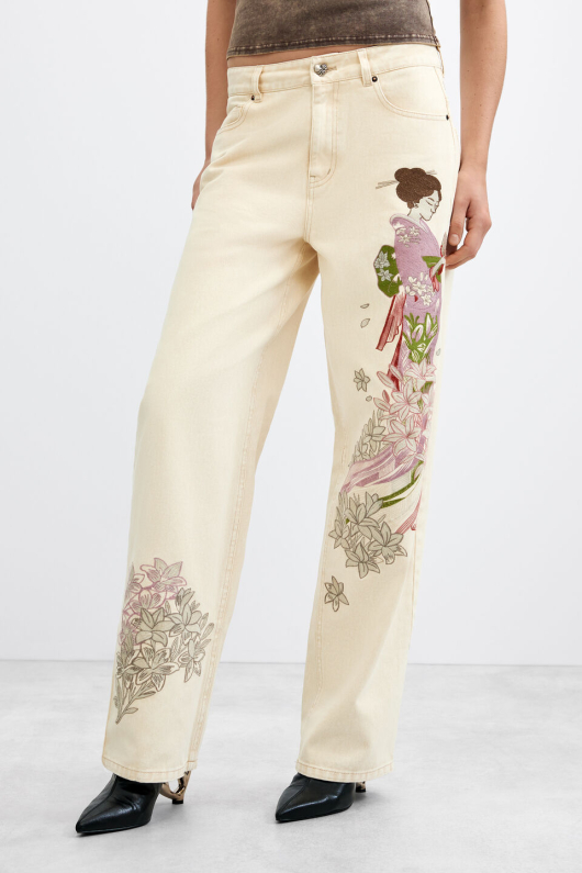 Pantaloni de blugi balloon brodati