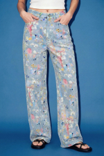 PANTALONI DENIM CU IMPRIMEU FLORAL