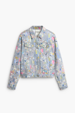 Jacheta denim imprimata floral