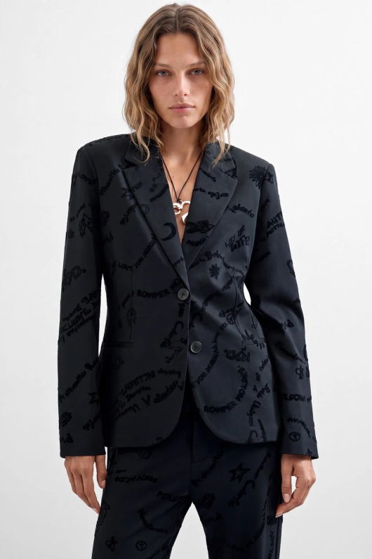 SACOU NEGRU CU PRINT TEXT