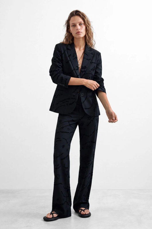 SACOU NEGRU CU PRINT TEXT