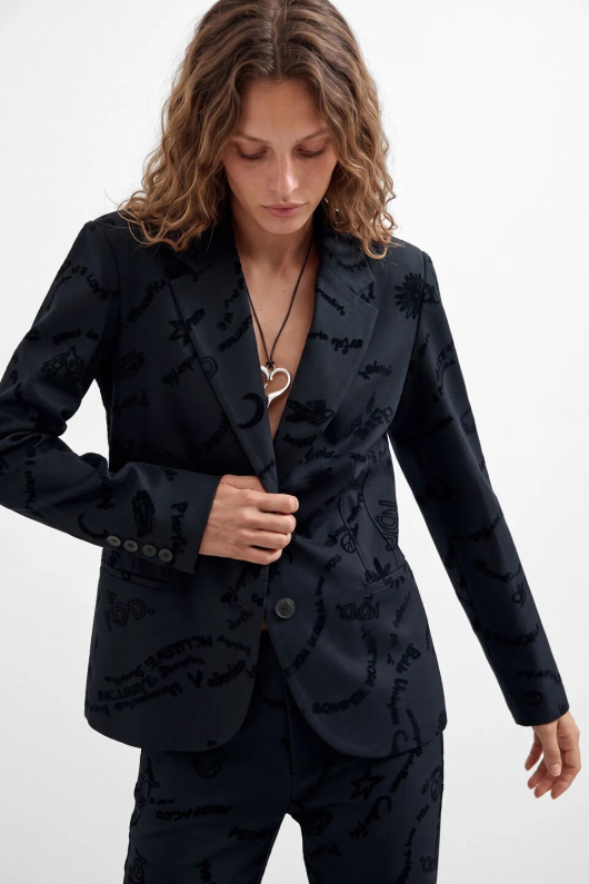 SACOU NEGRU CU PRINT TEXT