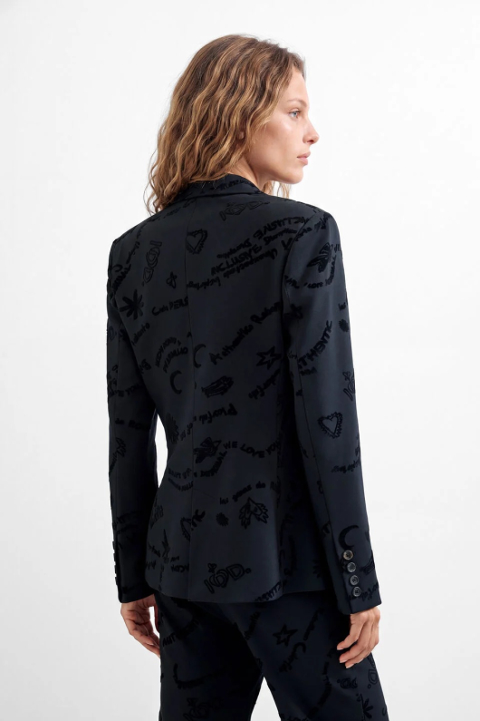 SACOU NEGRU CU PRINT TEXT