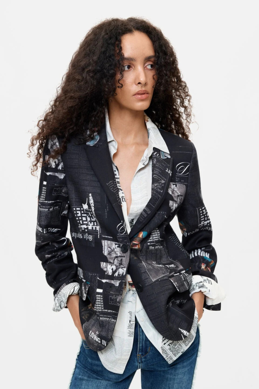 SACOU NEGRU CU PRINT NEWSLETTER