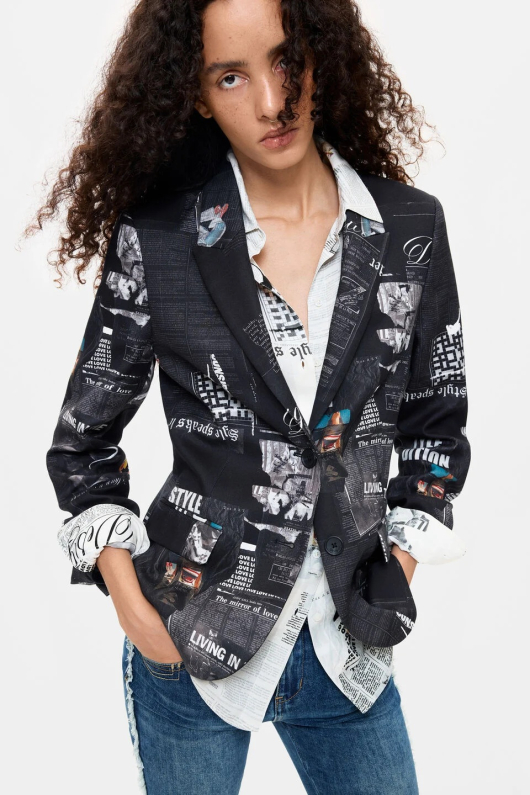 SACOU NEGRU CU PRINT NEWSLETTER