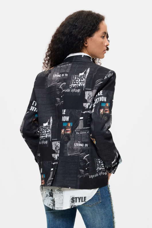 SACOU NEGRU CU PRINT NEWSLETTER