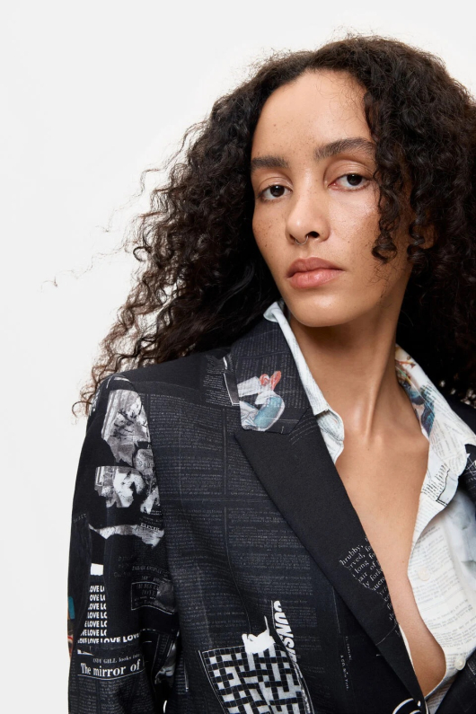 SACOU NEGRU CU PRINT NEWSLETTER