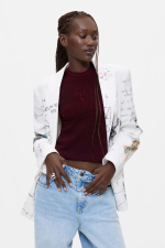 SACOU ALB CU PRINT FLORAL
