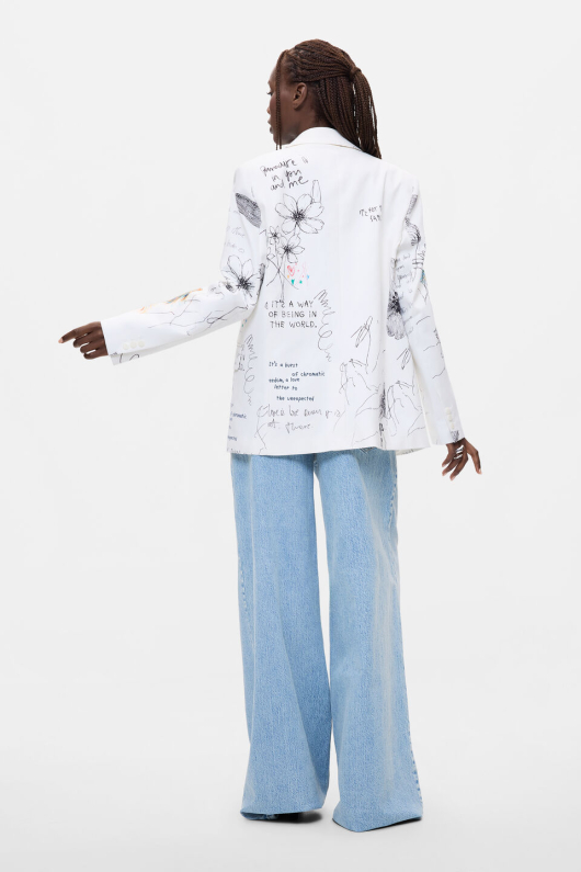 SACOU ALB CU PRINT FLORAL