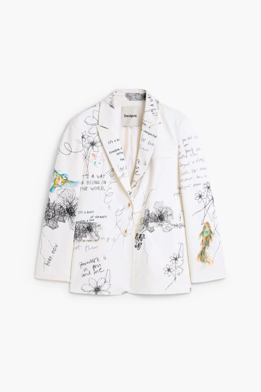 SACOU ALB CU PRINT FLORAL