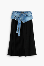 FUSTA LUNGA, NEAGRA CU BETELIE DIN DENIM