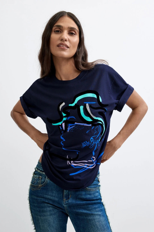 TRICOU BLEUMARINE CU PRINT
