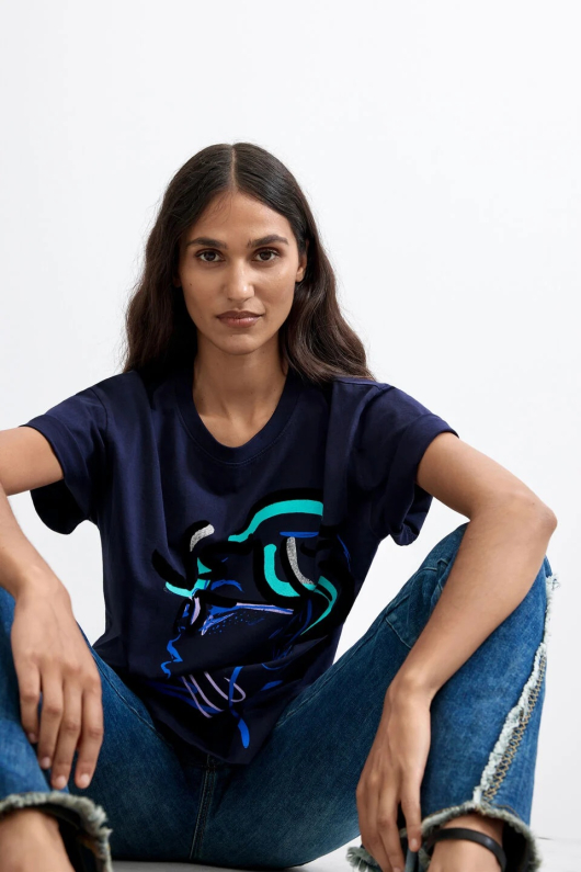 TRICOU BLEUMARINE CU PRINT