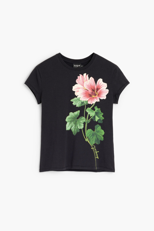 TRICOU NEGRU CU PRINT FLORAL