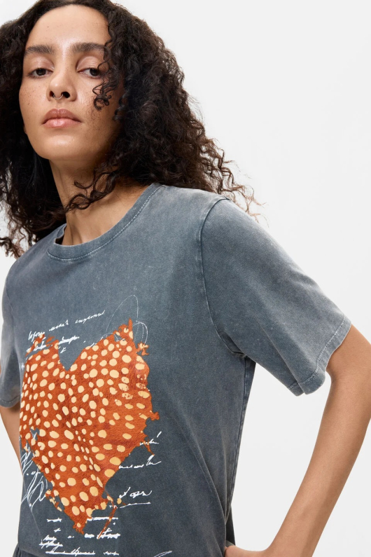TRICOU GRI CU PRINT INIMA