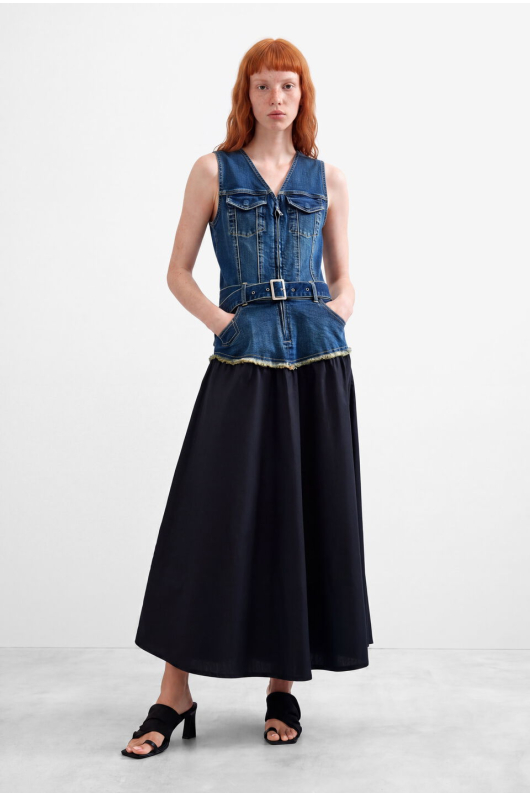 ROCHIE CU DOUA TIPURI DE MATERIALE