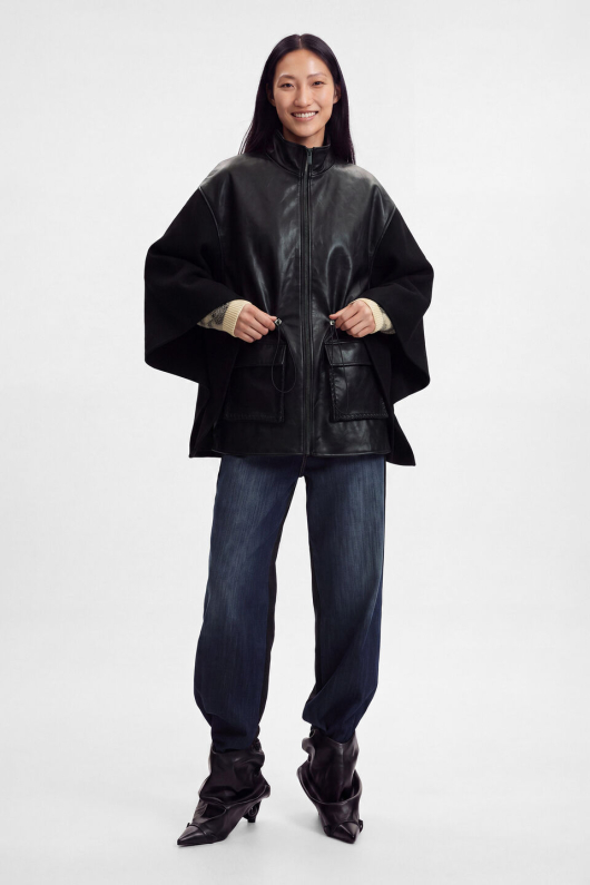 PONCHO CU EFECT DE PIELE