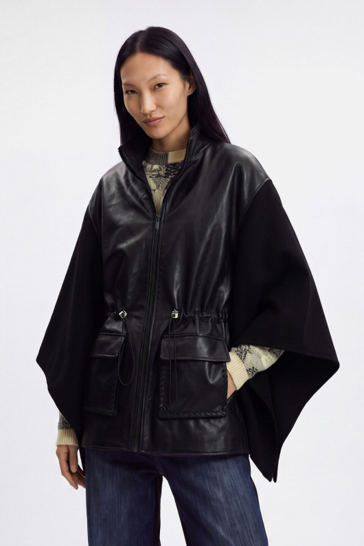 PONCHO CU EFECT DE PIELE