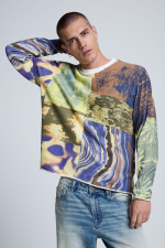 Pulover imprimat patchwork