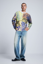 Pulover imprimat patchwork