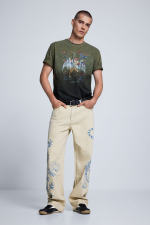 PANTALONI DENIM CU PRINT