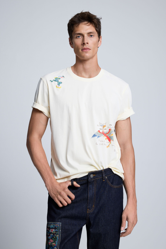 Tricou crem imprimat