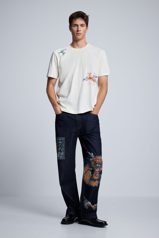 Tricou crem imprimat