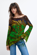 BLUZA ASIMETRICA, CU PRINT NATURA, M. C. Lacroix