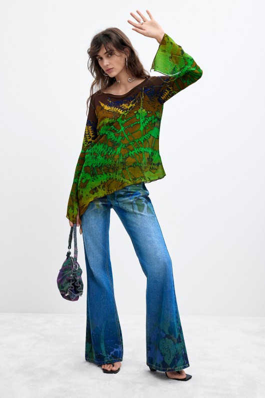 BLUZA ASIMETRICA, CU PRINT NATURA, M. C. Lacroix