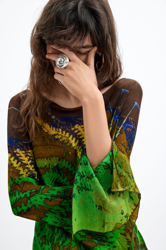 BLUZA ASIMETRICA, CU PRINT NATURA, M. C. Lacroix