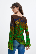 BLUZA ASIMETRICA, CU PRINT NATURA, M. C. Lacroix