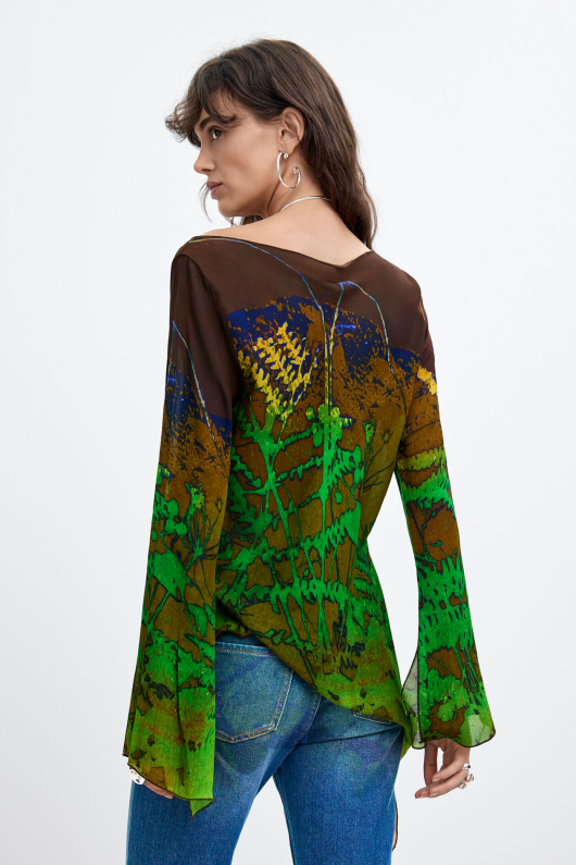 BLUZA ASIMETRICA, CU PRINT NATURA, M. C. Lacroix