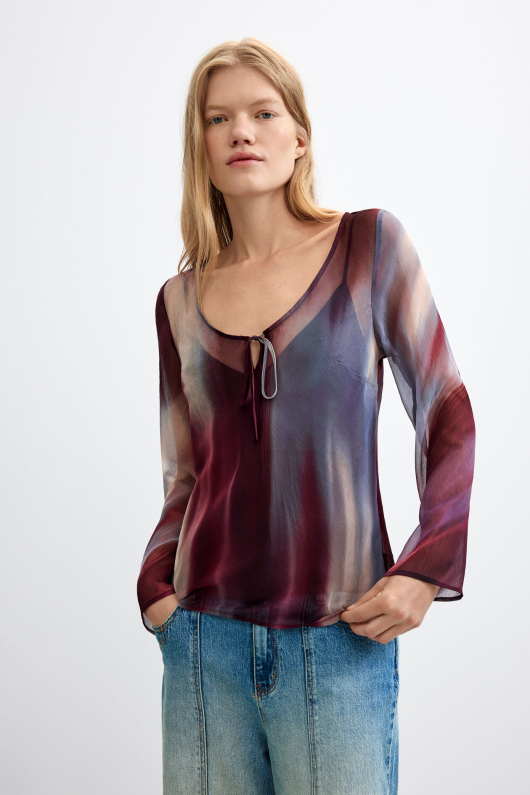 BLUZA MOV, DIN VOAL