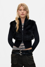 PULOVER NEGRU CU BLANA