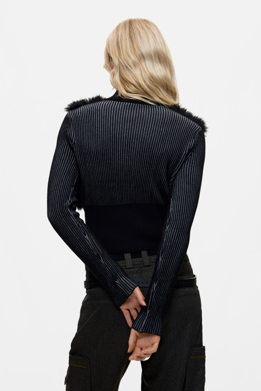 PULOVER NEGRU CU BLANA