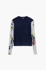 PULOVER BLEUMARINE CU PRINT FLORAL PE MANECI