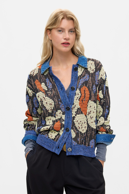 JACHETA TRICOT CU DENIM