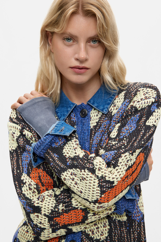 JACHETA TRICOT CU DENIM
