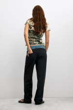 PANTALONI NEGRI CU BETELIA DIN DENIM