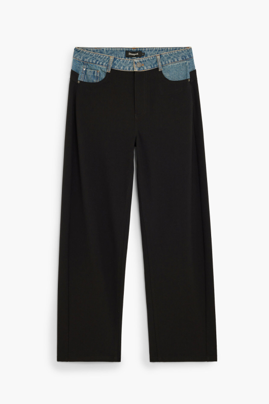 PANTALONI NEGRI CU BETELIA DIN DENIM