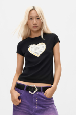 TRICOU NEGRU CU PRINT INIMA