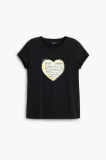 TRICOU NEGRU CU PRINT INIMA