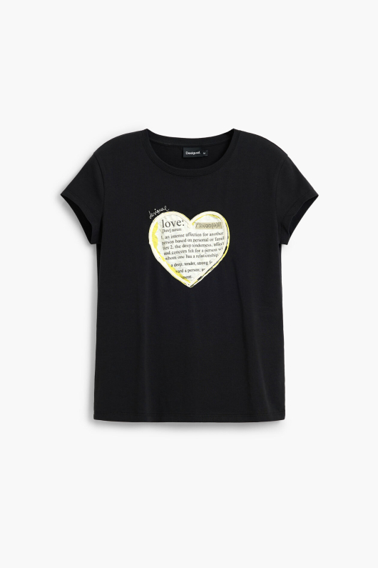 TRICOU NEGRU CU PRINT INIMA