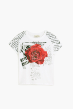 TRICOU ALB CU PRINT FLOARE