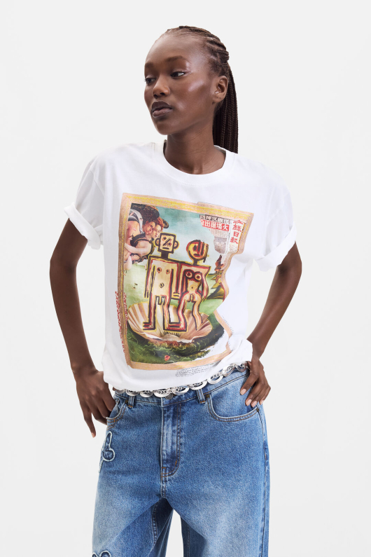 Tricou alb cu print