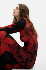 ROCHIE LUNGA DIN VASCOZA, CU PRINT FLORAL