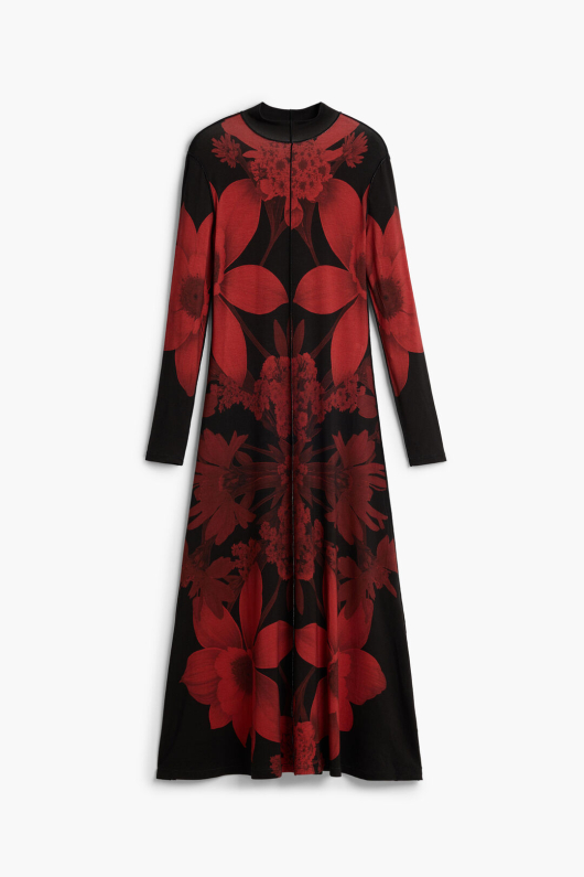 ROCHIE LUNGA DIN VASCOZA, CU PRINT FLORAL
