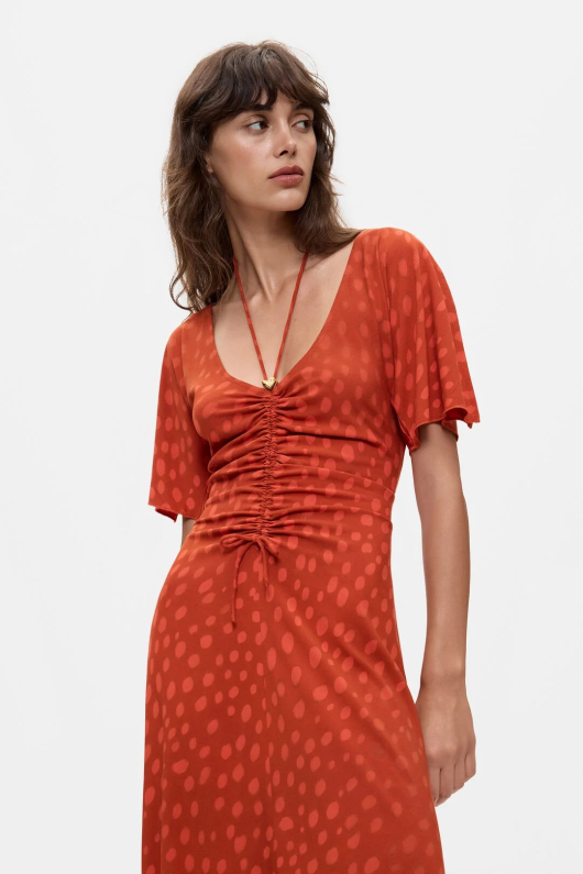 Rochie midi cu decolteu in V